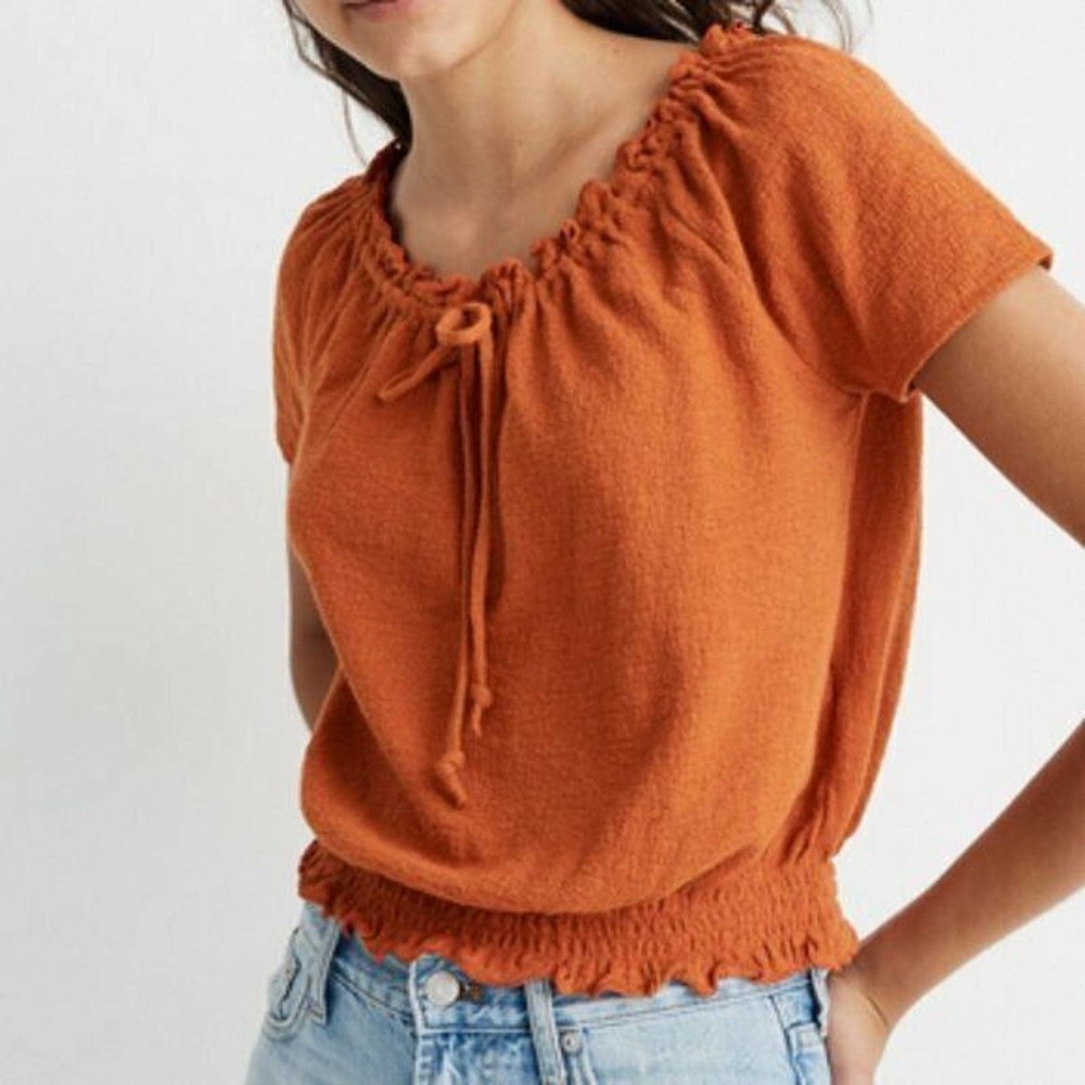 Madewell Texture Thread Burnt Drawstring Blouse - image 1